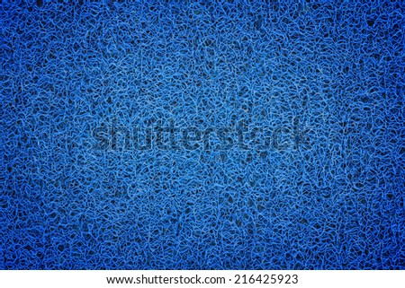 Blue carpet background, Blue plastic doormat texture and background.