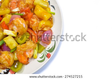 Sweet and sour shrimp in Thai style