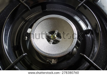 Portable gas burner gas ring close up