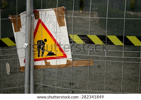 Danger sign in a work area