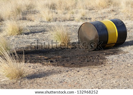 Leaking oil barrel wasting nature Leaking oil barrel wasting nature