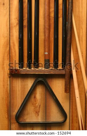 Billiard cue sticks with rack