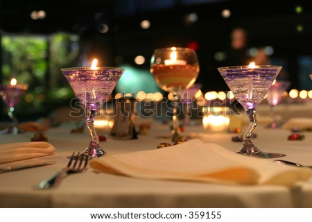 Table setting for a banquet.