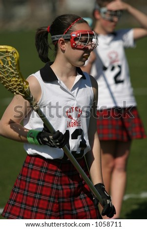 High school girls lacrosse. Editorial use only