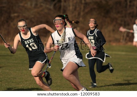High School girls lacrosse. Editorial use
