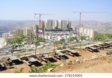 Rawabi, Palestinian Authority - June 27, 2014. A new Palestinian city of Rawabi built in the Western bank (Samaria) not far from Ramallah.