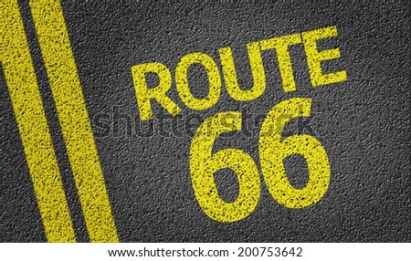 Route 66 written on the road