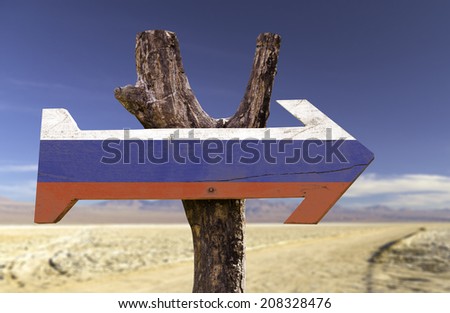 Russia wooden sign isolated on desert background