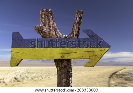 Ukraine wooden sign isolated on desert background