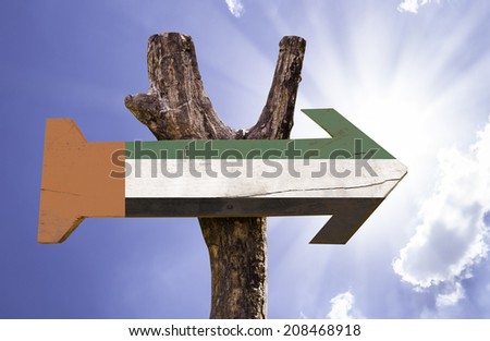 United Arab Emirates wooden sign on a beautiful day