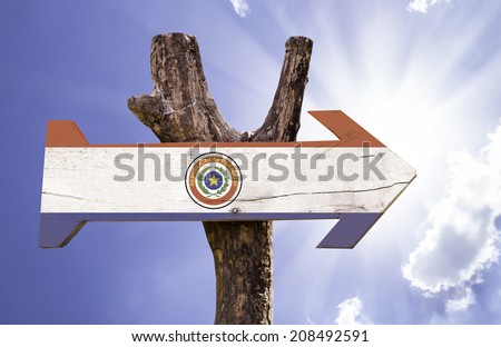 Paraguay wooden sign on a beautiful day