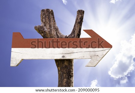 Indonesia wooden sign on a beautiful day