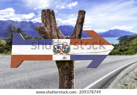 Dominican Republic wooden sign with a island background