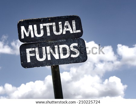 Mutual Funds sign with clouds and sky background
