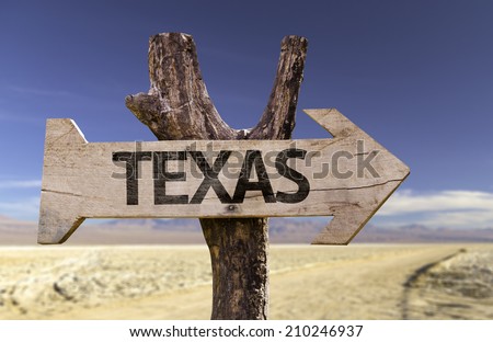 Texas wooden sign isolated on desert background