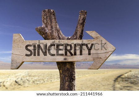 Sincerity wooden sign with a desert background