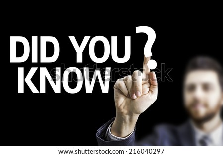 Business man pointing to black board with text:  Did you Know?
