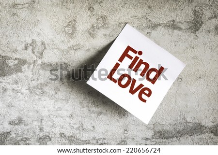 Find Love on Paper Note on texture background
