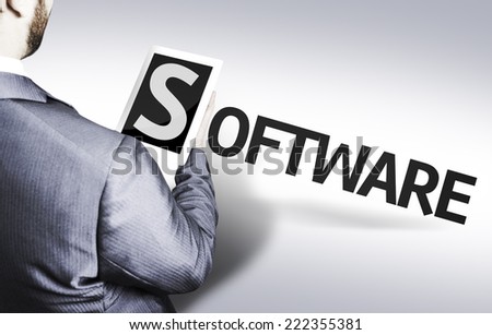 Business man with the text Software in a concept image