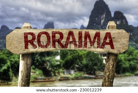 Roraima (Brazilian State) sign with a forest background