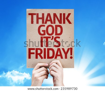 Thank God It\'s Friday card with sky background