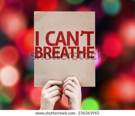 I Can't Breathe card with colorful background with defocused lights