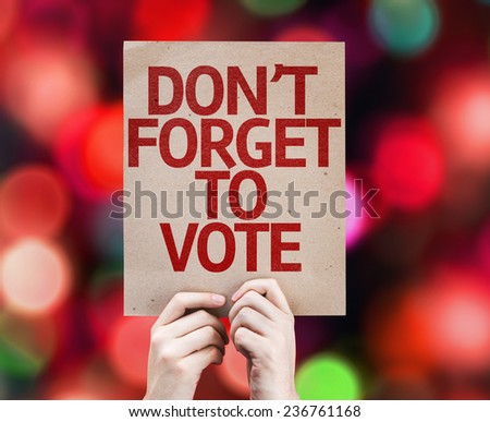 Don\'t Forget to Vote card with colorful background with defocused lights