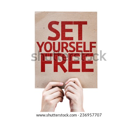 Set Yourself Free card isolated on white background