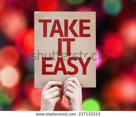 Take It Easy card with colorful background with defocused lights