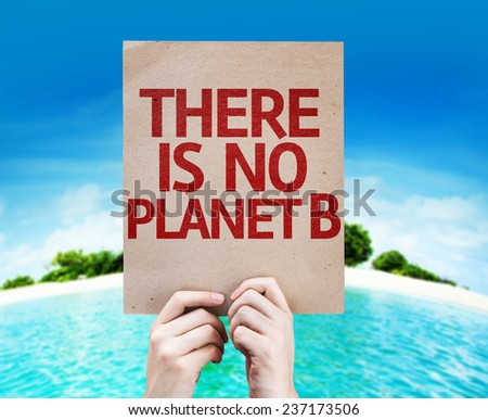 There Is No Planet B card with a beach background