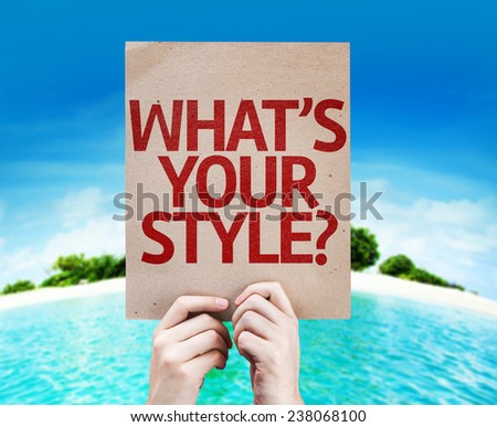 What\'s Your Style? card with a beach on background