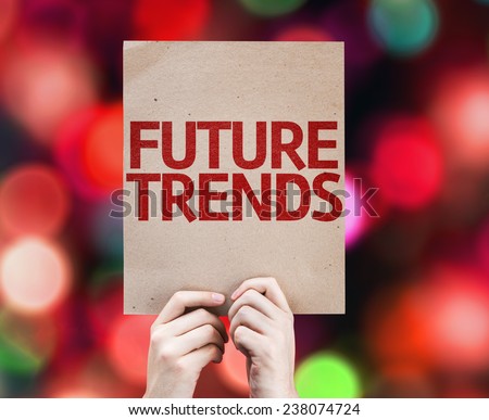 Future Trends card with colorful background with defocused lights