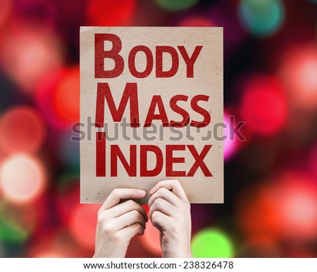 Body Mass Index card with colorful background with defocused lights