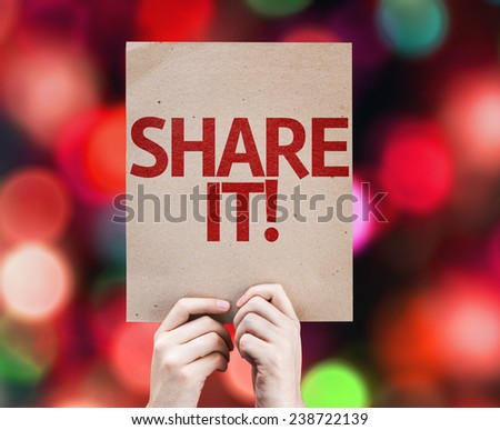 Share It! card with colorful background with defocused lights