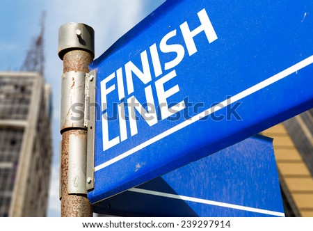 Finish Line blue road sign