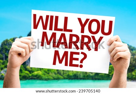Will You Marry Me? card with a beach on background