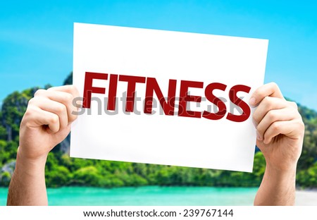 Fitness card with a beach background