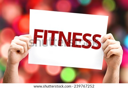 Fitness card with colorful background with defocused lights