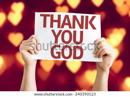 Thank You God card with heart bokeh background