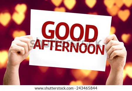 Good Afternoon card with heart bokeh background