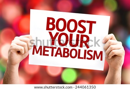 Boost Your Metabolism card with colorful background with defocused lights