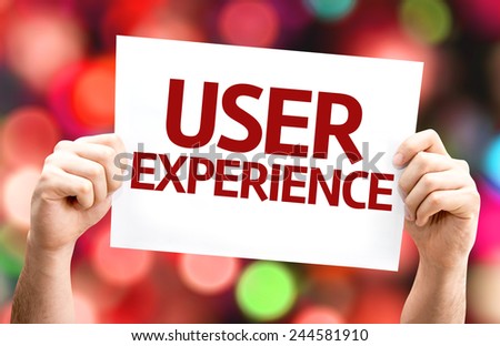 User Experience card with colorful background with defocused lights