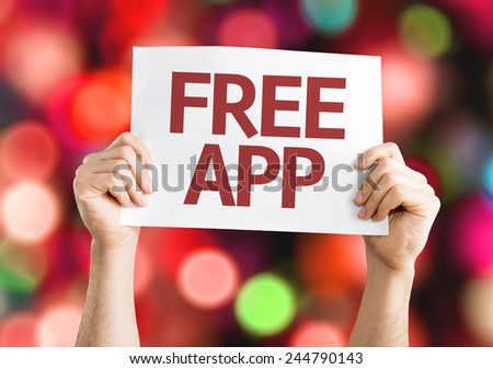 Free App card with colorful background with defocused lights