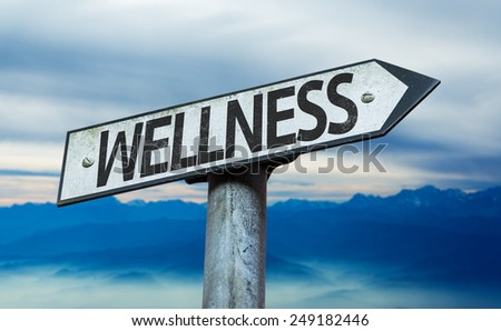 Wellness sign with sky background