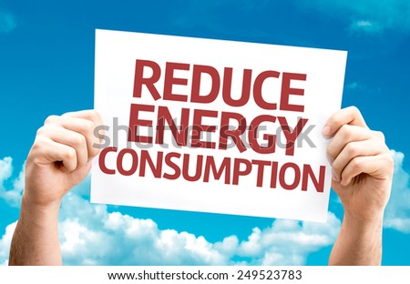 Reduce Energy Consumption card with sky background