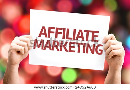 Affiliate Marketing card with colorful background with defocused lights