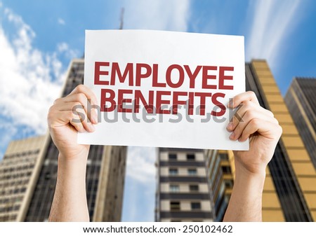 Employee Benefits card with a urban background