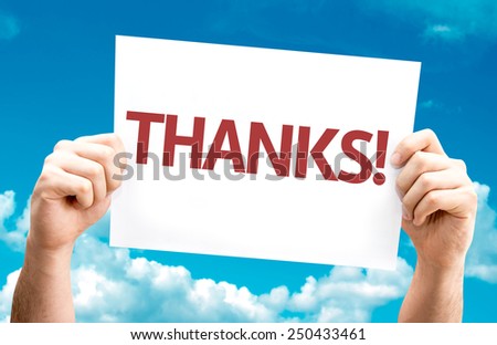 Thanks! card with sky background
