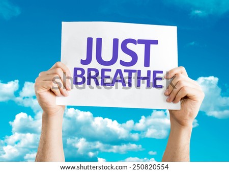 Just Breathe card with sky background