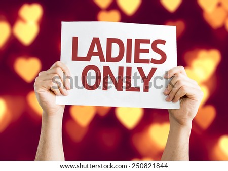Ladies Only card with heart bokeh background